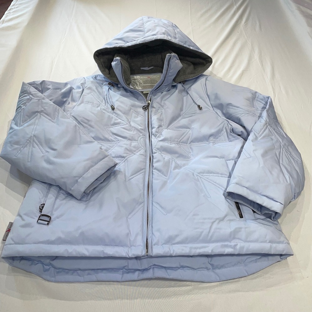 ZeroXposur Women Down Fill Puffer Jacket Blue Fleece Lined Hooded Winter Coat L‎